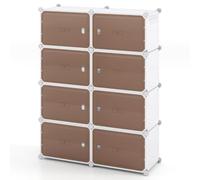 Helloshop26 Juego de zapatero apilable, 95 x 32 x 126 cm, almacenamiento modular, 32 pares, diseño moderno, plástico, color blanco 20_0018348
