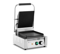 Helloshop26 - Máquina de panini para tostadora, eléctrica profesional ranurada + lisa, 1800 W, acero inoxidable, 14_0004011