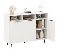 Helloshop26 - Mueble de almacenamiento (120 x 40 x 90 cm, con estantes ajustables a 5 niveles, diseño moderno, en MDF, color blanco