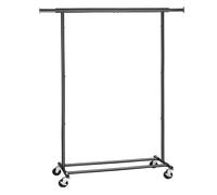 Helloshop26 - Perchero con Ruedas Colgador Ropa, Almacenaje Organizador Ropa (Carga 70 kg, Plegable, Extensible 160 cm, Estante Almacenamiento Negro, 12_0003660)