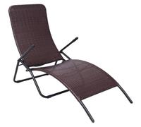 Helloshop26 - Tumbona para tumbona, tumbona, tumbona para jardín, jardín, terraza, muebles de exterior, 61 x 147 x 95 cm, plegable, ratán sintético, color marrón 02_0012883