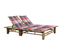 Helloshop26 - Tumbona para tumbona, tumbona, tumbona para jardín, terraza, muebles de exterior para 2 personas con cojines de bambú 02_0012905