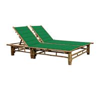 Helloshop26 - Tumbona para tumbona, tumbona, tumbona para jardín, terraza, muebles de exterior para 2 personas con cojines de bambú 02_0012897