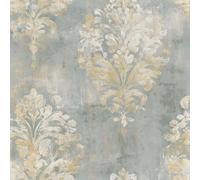 HelloWall Papel Pintado Autoadhesivo Flores Azules Claro Damasco 40cmx200cm | Papel Pintado Pared Azul Efecto Envejecido Papel de Pared Decorativo Flores Dormitorio Vinilo para Muebles Vintage Cajón