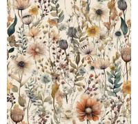 HelloWall Papel tapiz floral vintage de 17.5 x 393 pulgadas, papel tapiz bohemio de flores silvestres inspirado en la naturaleza botánica, papel de contacto floral pastel, forro de vinilo terroso para