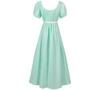 Helloween 2025 - Vestido unisex para fiesta de té con cintura imperio, para fiesta de Halloween, disfraz de cosplay, verde claro, L