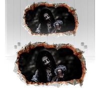 Helloween - Calcomanías de pared 3D de Halloween, decoraciones de Halloween aterradoras, calcomanías de pared sangrientas, calcomanías de suelo para ventanas, papel pintado de flores (negro, 60 x 38