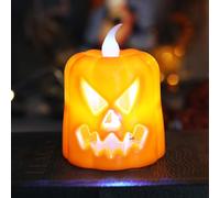 Helloween - Decoración de calabaza de Halloween, vela electrónica, utilería, portátil, luz nocturna, festival, ambiente, adorno busto máximo (C, 7 x 5, 5 x 5, 5 cm)