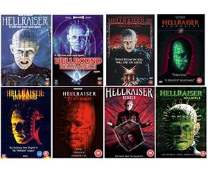 Hellraiser 1-8 Complete DVD Collection : Hellraiser 1 / Hellraiser 2 - Hellbound / Hellraiser 3 - Hell On Earth / Hellraiser 4 - Bloodline / Hellraiser 5 - Inferno / Hellraiser VI: Hellseeker / Hellraiser VII: Deader / Hellraiser VIII: Hellworld