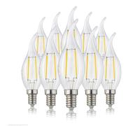 Hellum 10 bombillas LED tipo vela E14 blanco cálido, 250 lúmenes Bombilla tipo vela E14 2 W equivalente a una lámpara de 25 vatios, 2700 kelvin blanco cálido claro 220537