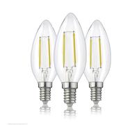 hellum 207101 - Bombilla led (E14, 3 unidades, 2,5 W, 2,5 W, filamento LED, 250 lúmenes, casquillo E14, sustituye a bombilla de 25 W, C35, 2700 K, luz blanca cálida)