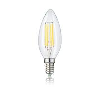 Hellum 207118-Bombilla LED con filamento (C35, 4 W equivalentes a 37 W, 420 lúmenes, A++, 2700 K, ángulo de Haz de 330°, 25000 Horas, para Interiores y Exteriores) E14, Claro, 3,5 x 3,5 x 10 cm