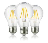 hellum Bombilla LED E27 regulable, E27, 7 W, luz blanca cálida, 806 lúmenes, filamento LED, vintage, equivalente a bombilla de 60 W, 2700 K, luz blanca cálida, transparente, 206517, paquete de 3