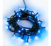 Hellum Cadena de luces azul 80 LED con temporizador, cadena de luces azul exterior, 7,9 m iluminado, cadena de luces azul con cable verde <59 lm 151923