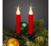 Hellum cadena de luces interior LED con 20 velas rojas, blanco cálido, 5,7 m iluminadas + 2 × 1,5 m cable, cable verde, <59 lm 151701