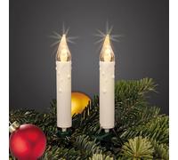 Hellum cadena de luces interior para árbol de Navidad, 20 velas LED blancas con gota, 5,7 m iluminadas + 3 m de cable, cable verde, <59 lm, blanco cálido 560282