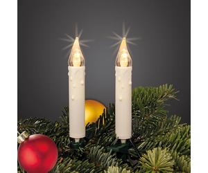 Hellum cadena de luces interior para árbol de Navidad, 20 velas LED blancas con gota, 5,7 m iluminadas + 3 m de cable, cable verde, <59 lm, blanco cálido 560282
