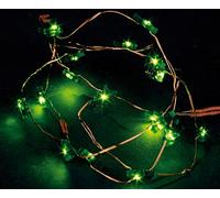 Hellum Cadena de luces LED árbol de Navidad con 20 LEDs verdes, 100 cm de longitud, cable de cobre, alimentada por baterías (2AA), para interiores 570847