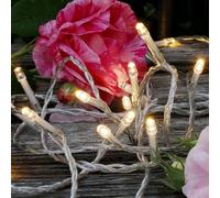 Hellum Cadena de luces LED para interior y exterior con temporizador, 160 LEDs de luz blanca cálida, 15,9m iluminados + 5m de cable de conexión, alimentación eléctrica con enchufe, cable transparente