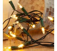 hellum Cadena de luces para árbol de Navidad, guirnalda interior con 50 LED, luz blanca cálida, 7,35 m, iluminada con cable verde, cadena de luces LED interior con enchufe < 59 lm 150223