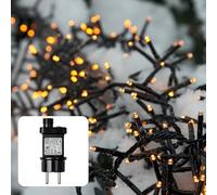 Hellum Cadena de luces para exteriores, luz blanca cálida, cadena de luces LED con corriente, 7,66 m iluminada, 384 LED para exteriores, diseño de serpiente, cable negro 151862