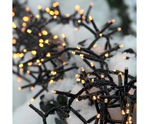 Hellum Cadena de luces para exteriores, luz blanca cálida, cadena de luces LED con corriente, 7,66 m iluminada, 384 LED para exteriores, diseño de serpiente, cable negro 151862