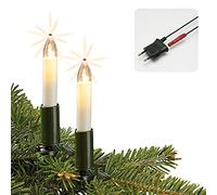 Hellum cadena luces LED, hecha en Alemania, árbol Navidad con clip, 20 LEDs, 13,3 m iluminados, cable verde, blanco cálido, interior, enchufe separable, <59 lm 802047