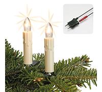 Hellum guirnalda con gotas de cera, fabricado en Alemania, cadena de velas acanaladas clip, 20 luces, 13,3 m iluminadas, blanco cálido, vástago marfil, interior, enchufe divisible, no LED <59lm 812077