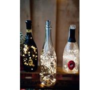 Hellum Guirnalda de 2 botellas con temporizador AA, funciona con pilas 40 ledes 4 m luz blanca cálida para botellas personalizada decoración de mesa decoración de bodas 150605