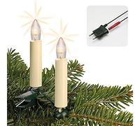 Hellum guirnalda LED árbol Navidad, fabricado en Alemania, luces árbol clip, 20 luces, 13,3 m iluminadas, cable verde, blanco cálido, vástago marfil, interior, enchufe divisible <59lm 812046