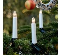 Hellum guirnalda para árbol de Navidad, fabricado en Alemania, luces de árbol con clip, 30 luces, 29 m iluminadas, blanco cálido, vástago blanco, exterior, enchufe divisible, no LED <59lm 843019