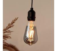 Hellum lámpara colgante con batería y mando a distancia al aire libre, ST64 Ø 6,4 x 13,8 cm, bombilla ahumada con batería, lámpara colgante retro regulable batería (4xAA no incl.) 150421