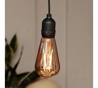 Hellum lámpara colgante con batería y mando a distancia al aire libre, ST64 Ø 6,4 x 13,8cm, bombilla dorada con batería, lámpara colgante retro regulable batería (4xAA no incl.) 150407