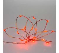 Hellum LED luces de hadas de alambre de cobre rojo, alambre de hadas luces de rocío perlas 20 LED rojo en 1,05 m de longitud iluminada que funciona con pilas, Día de San Valentín decoración 570755