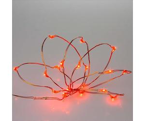 Hellum LED luces de hadas de alambre de cobre rojo, alambre de hadas luces de rocío perlas 20 LED rojo en 1,05 m de longitud iluminada que funciona con pilas, Día de San Valentín decoración 570755