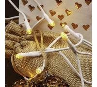 Hellum LED Mini cadena de luces interior, 10 mini luces LED, 135cm de longitud iluminada, cadena de luces con enchufe, cable blanco, como mini árbol de Navidad cadena de luces, 563962