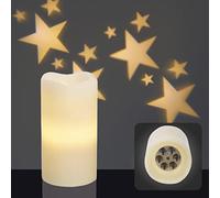 Hellum LED vela decoración cera real c. proyección estrellas motivo Navidad regalo niños 524055