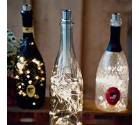 Hellum Luces de botella con corchos metálicos LED para decoración de bricolaje 40 LED Plata