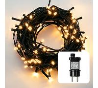 Hellum Luces de hadas LED para exterior o interior I Luces de hadas blanco cálido clásicas con temporizador I Luces de hadas LED alimentadas con 80 LEDs I cable en verde <59 lm 576603