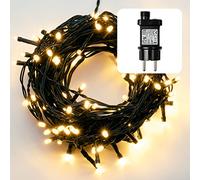 Hellum Luces de hadas LED para exterior o interior I Luces de hadas blanco cálido con temporizador I Luces de hadas LED alimentadas con 80 LEDs I con cable en verde <59 lm 577334