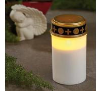Hellum Luces LED para tumbas con pila, blanco de exterior con temporizador, adornos funerarios resistentes a la intemperie, (2 pilas LR14, no incl.) 7,5x12,5cm 520385