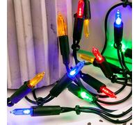 Hellum luces navidad interior con enchufe, guirnalda multicolor tipo pisello 100 luces, 14,85 m iluminados, cable verde, para árbol, guirnaldas y salón, <59lm 839074