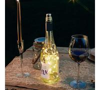 hellum Botella de luz con temporizador, corcho, luz blanca cálida, 20 LED, funciona con pilas, pequeña cadena de luces LED con temporizador para botellas de vino, decoración de mesa de Navidad 522822