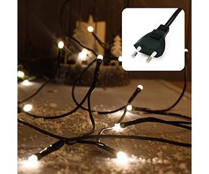 Hellum Mini cadena de luces LED para interiores, 7,35 m, longitud de luz, 50 LED para interiores, cadena de luces LED clásica, blanca cálida con enchufe, árbol de Navidad, cadena de luz, cable de
