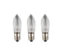 Hellum Velas de repuesto con filamento incandescente de 8 V y 1,5 W, 3 velas acanaladas E10 (ø 10 mm) aptas para 30 puntos de combustión, 15 lúmenes, para interiores 919219