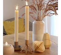 hellum Velas LED 2 unidades, con temporizador, llama parpadeante, mando a distancia, función de temporizador, funciona con pilas, 24,5 x 2,2 cm 151831