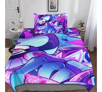Helluva Boss Funda De Edredón 3D con 2 Piezas Funda De Almohada Anime Microfibra Juegos De Cama para Niños Y Hombres Almohada Adecuado para Familias Y Niños Single(135x200cm)