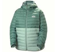 Helly-Hansen Banff - Abrigo aislante con capucha para mujer, chaquetas atléticas aislantes para descansos de senderismo, cálido y elegante, 462 Green Mist/Cactus, 3X