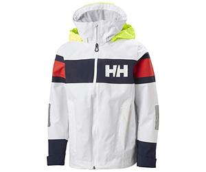 Helly Hansen Chaqueta de vela Juniors Salt 2 - HELLY TECH Performance, capucha de alta visibilidad, YKK AquaGuard, DWR sin PFC, SOLAS, 2 capas, blanco 001-10
