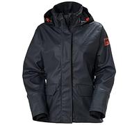 Helly-Hansen Luna/Gale - Chaqueta impermeable para mujer con capucha ajustable plegable en cuello, bolsillos y puños de neopreno, 590 azul marino, talla XXL